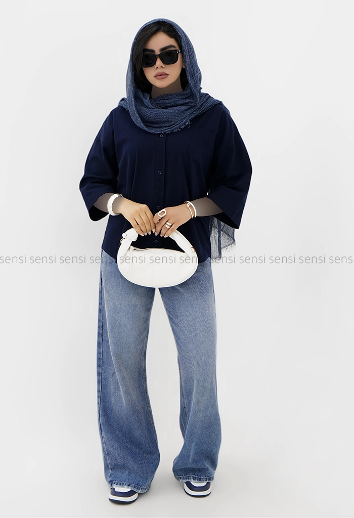 شومیز زنانه لینن تک جیب کد1006399